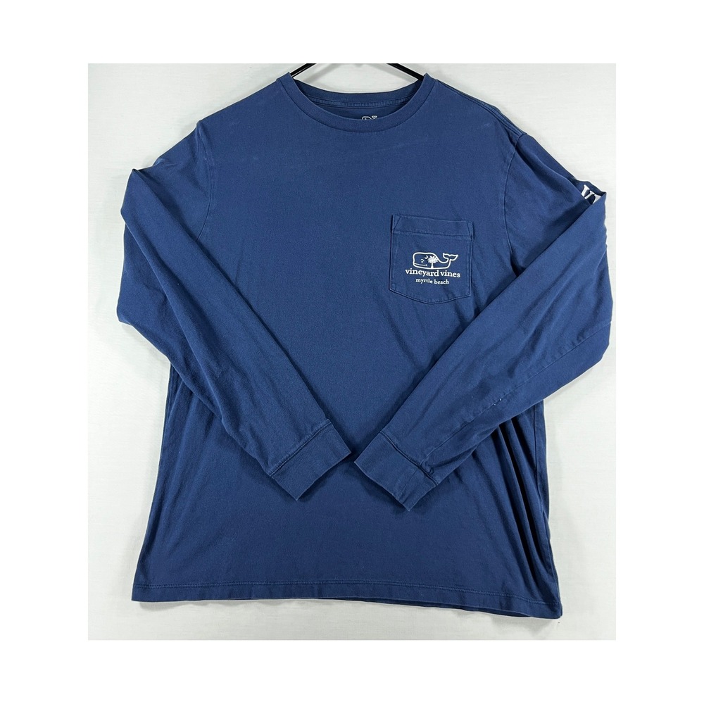 Vineyard Vines Myrtle Beach Long Sleeve Pocket T-Shirt Navy Blue Small Logo Tee